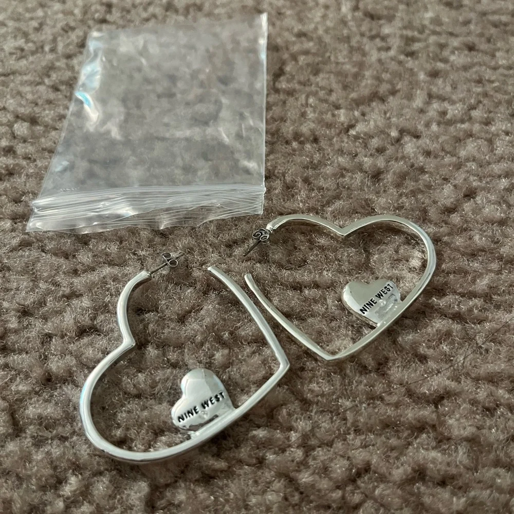 Nine West Heart Hoop Earrings - Picture 2 of 2
